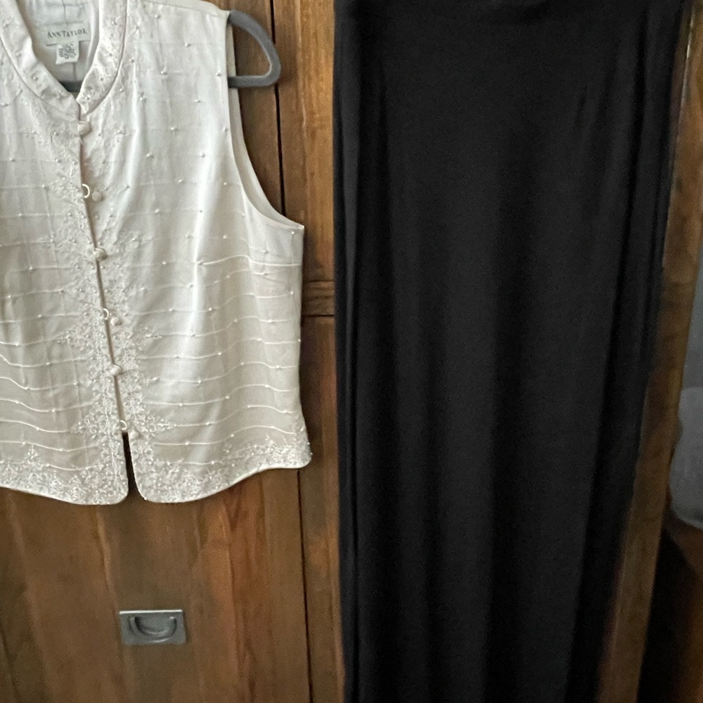 Now $24 Get ready for a Night Out in Long Black Skirt and White Silk Vest